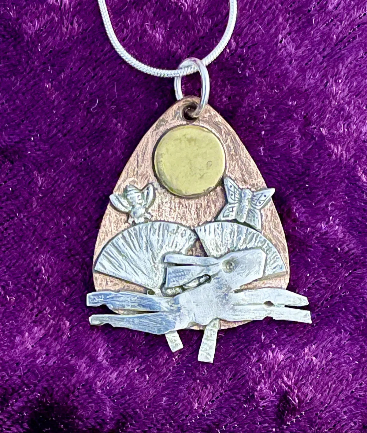 Silver summer hare pendant