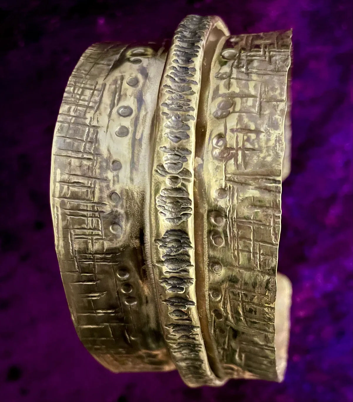 Large hammered brass cuff