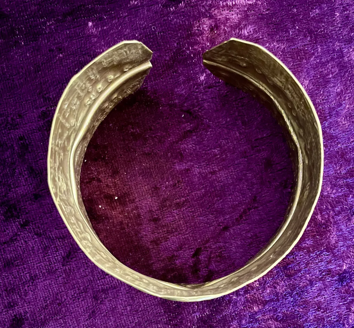 Large hammered brass cuff