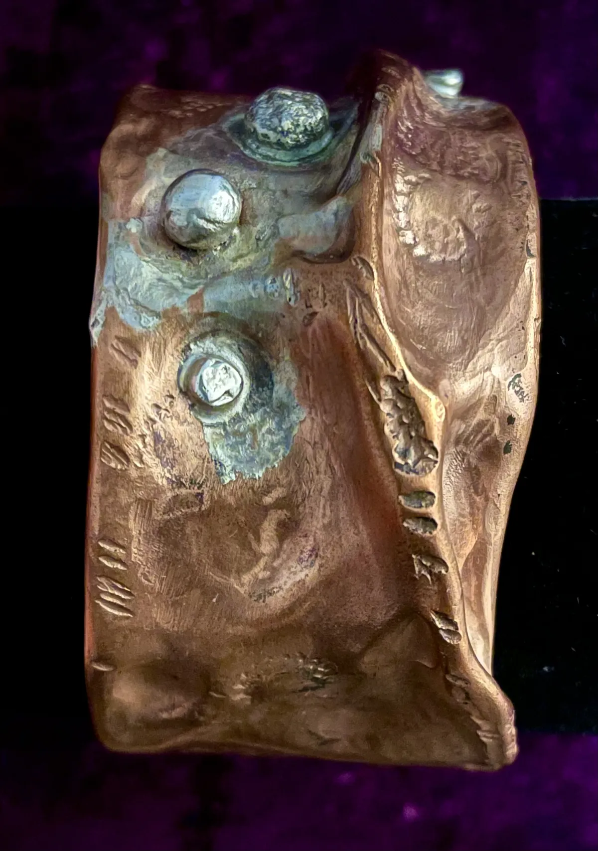 Hammered copper and silver cuff