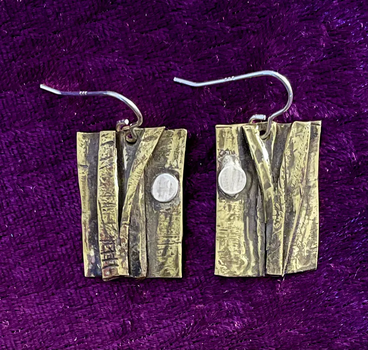Brass and silver earrings