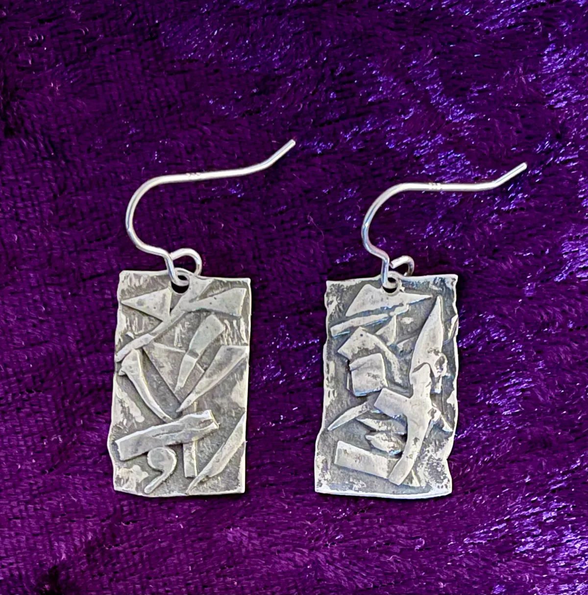 Silver seascape earrings