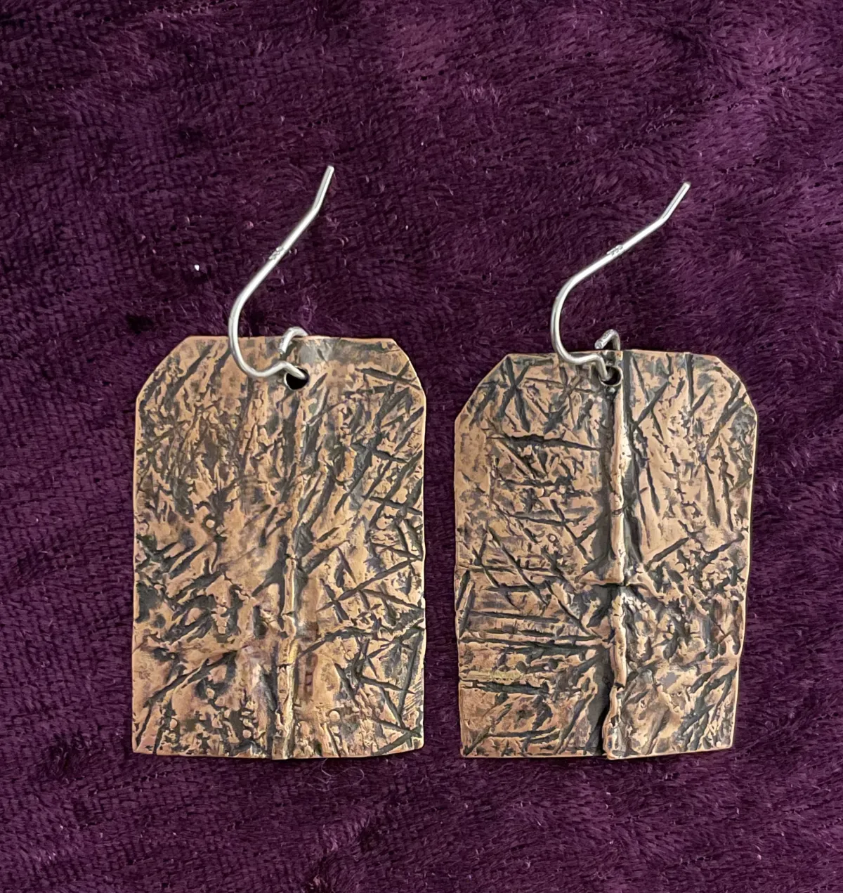 Hammered copper earrings