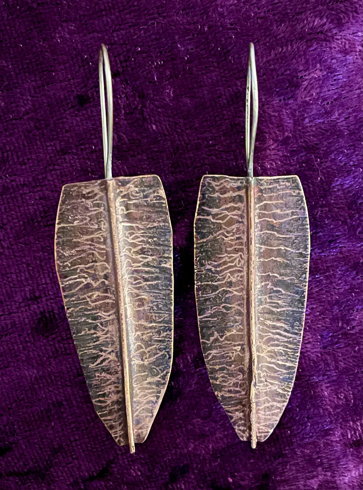 Textured copper earrings