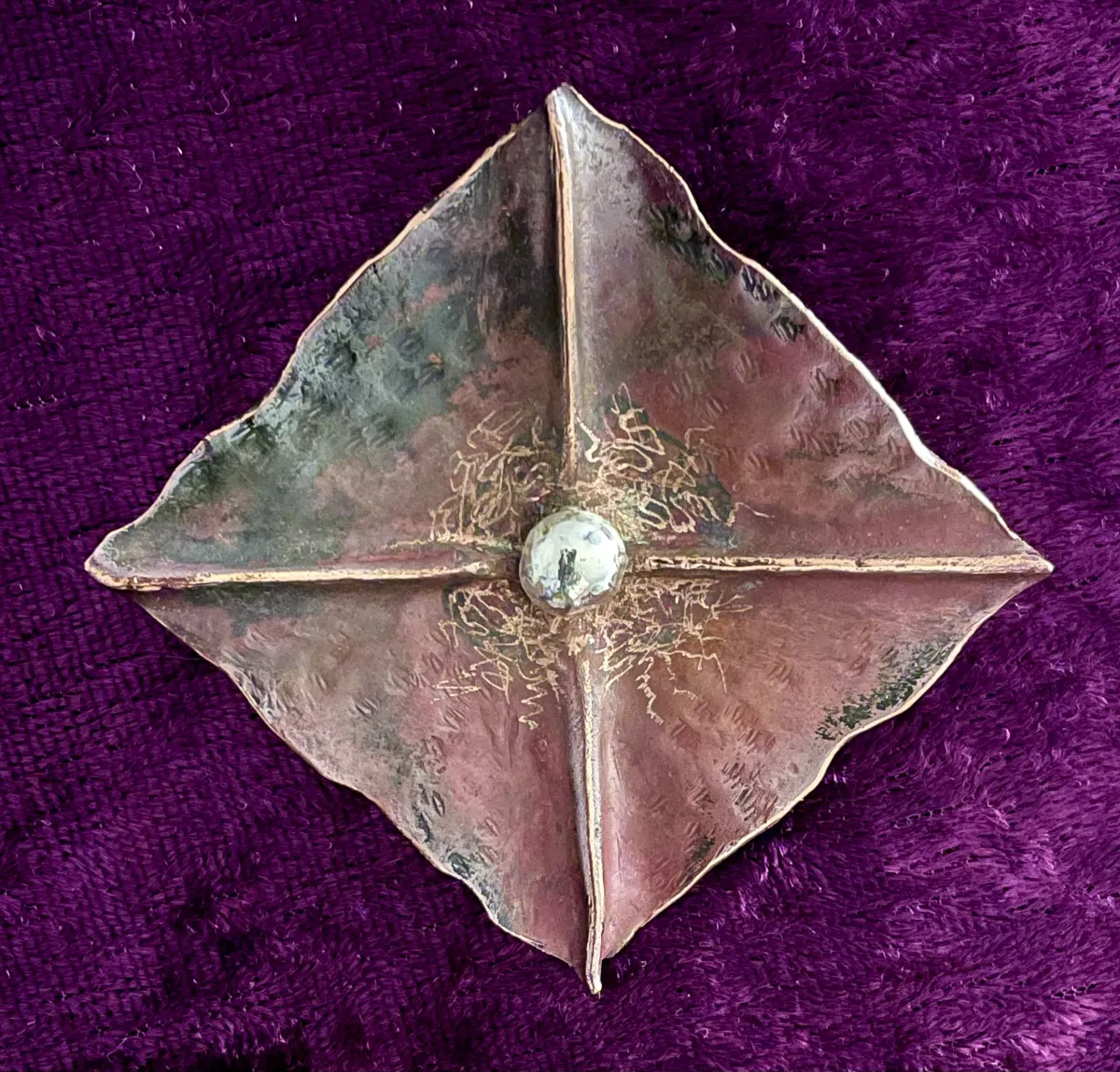 Copper and silver brooch