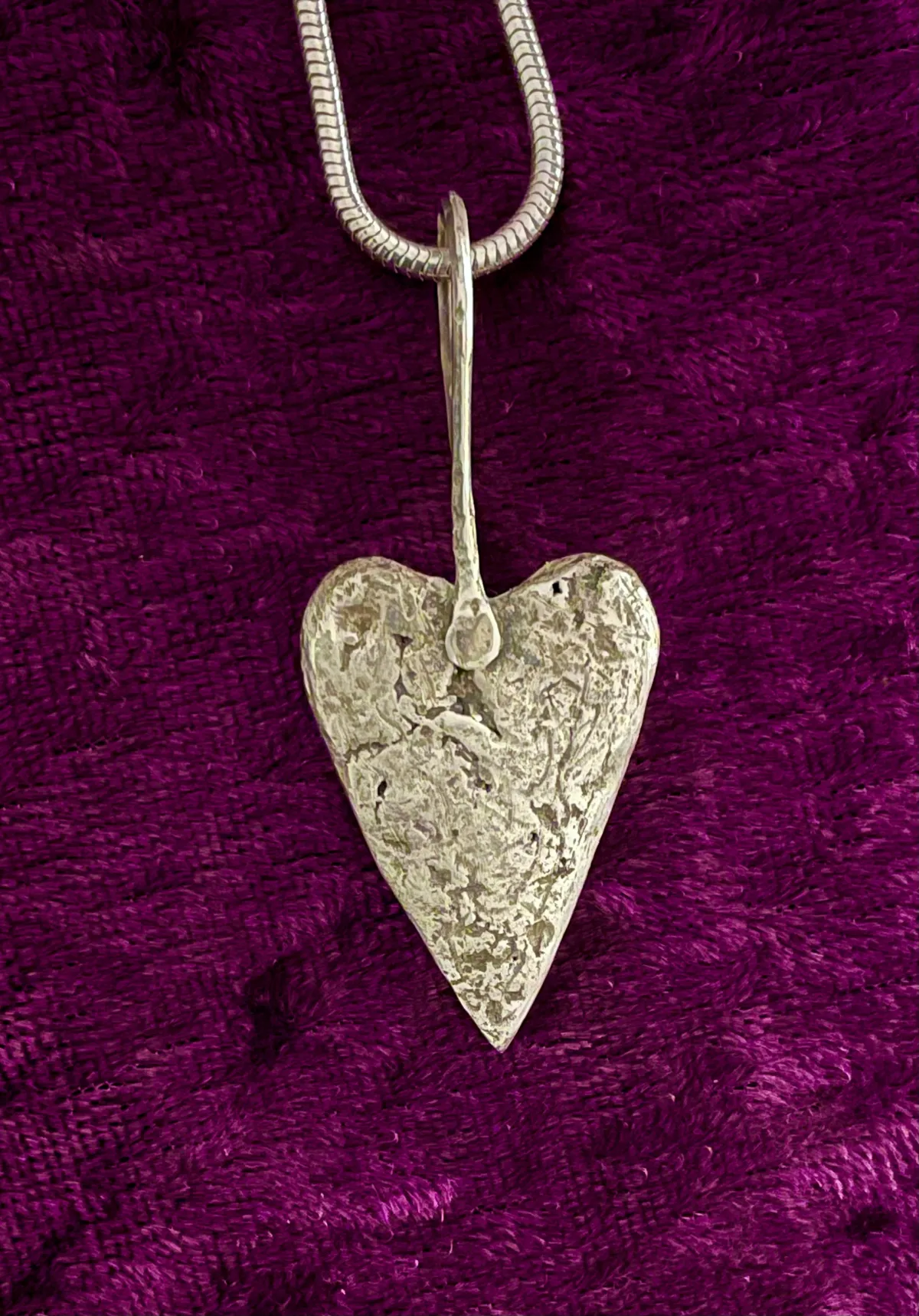 Forged silver heart pendant