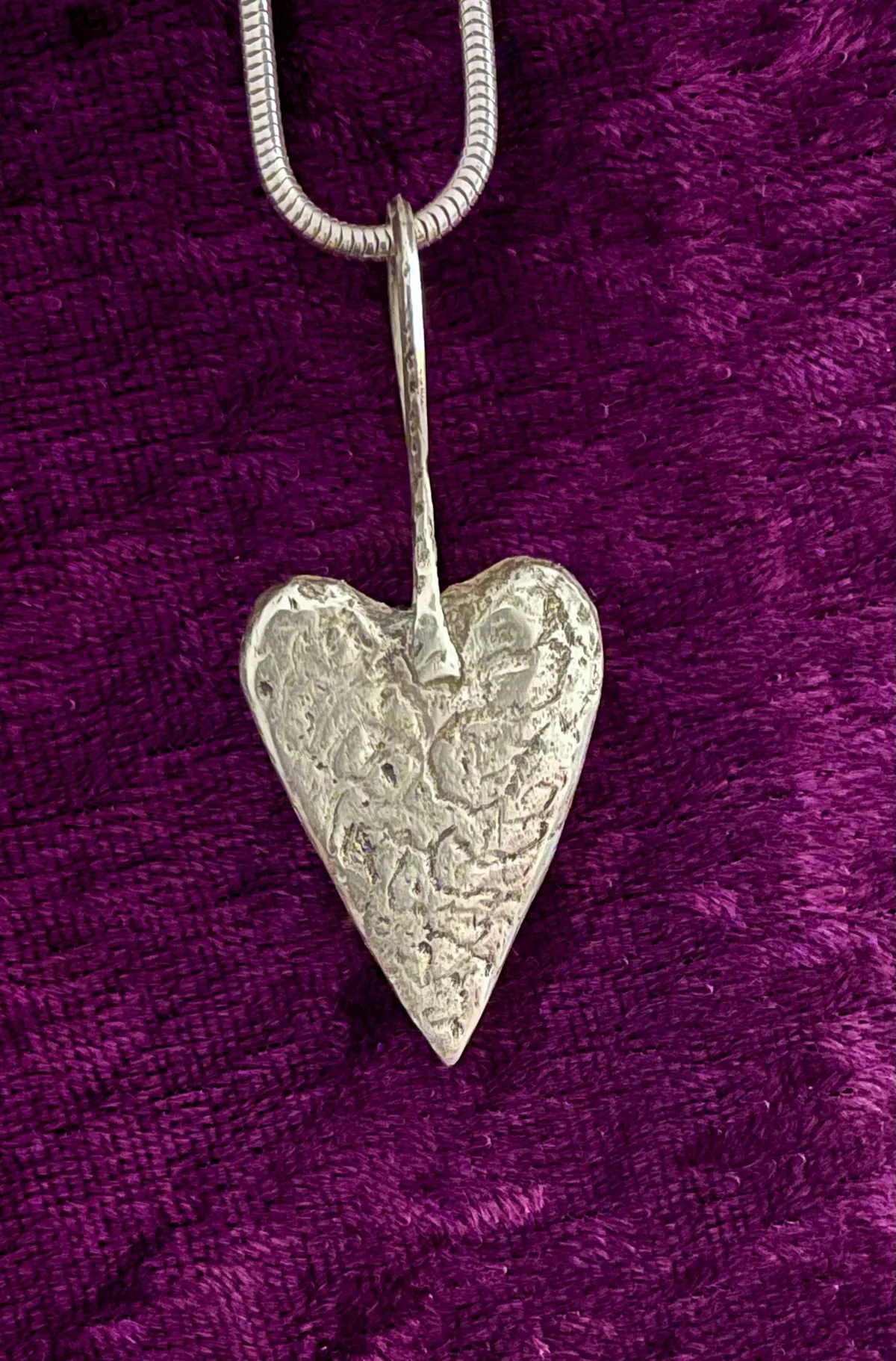 Forged silver heart pendant
