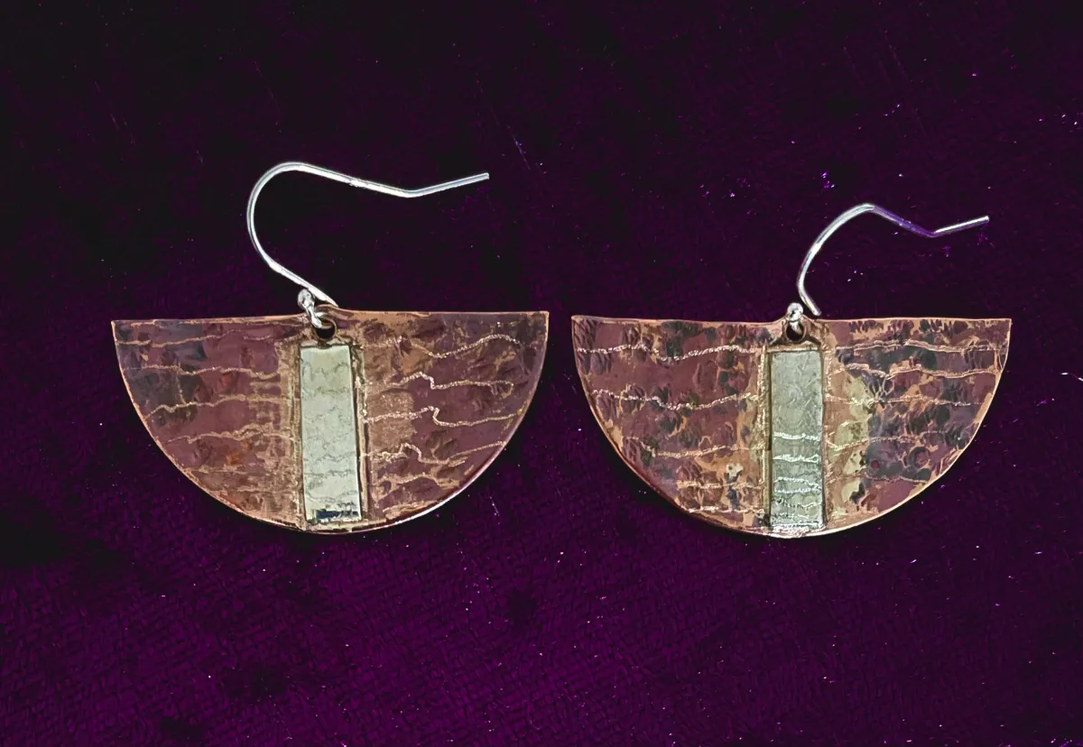 Copper and silver earrings