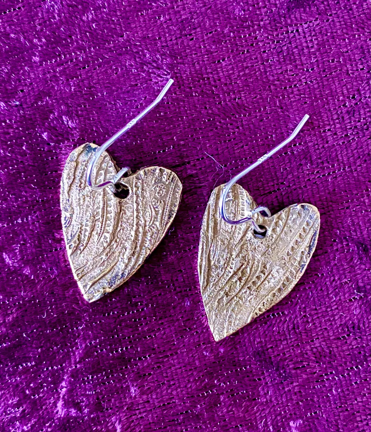 Bronze heart shaped earrings
