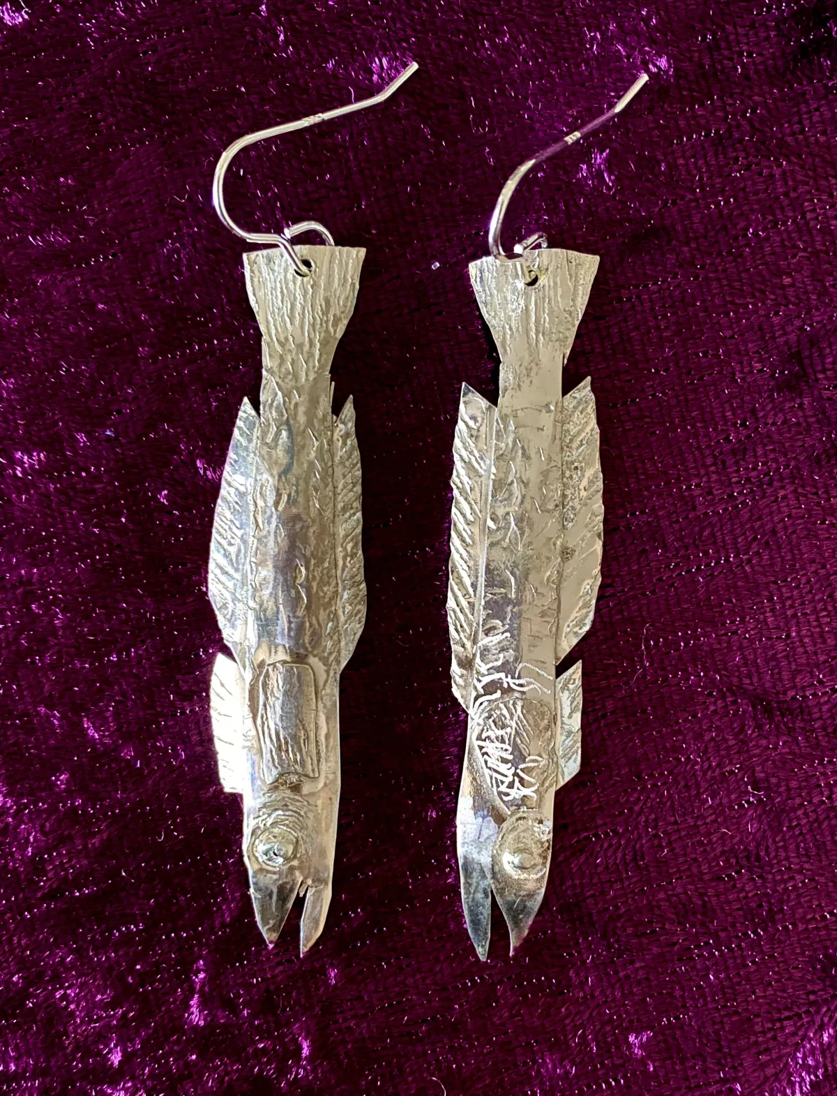 Silver ling fish earrings