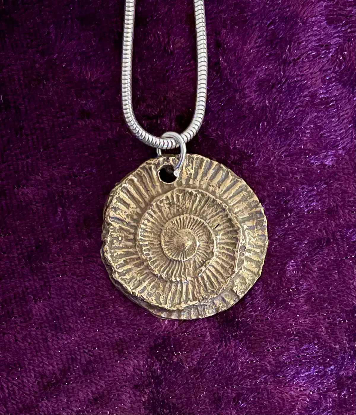 Ammonite pendant in bronze