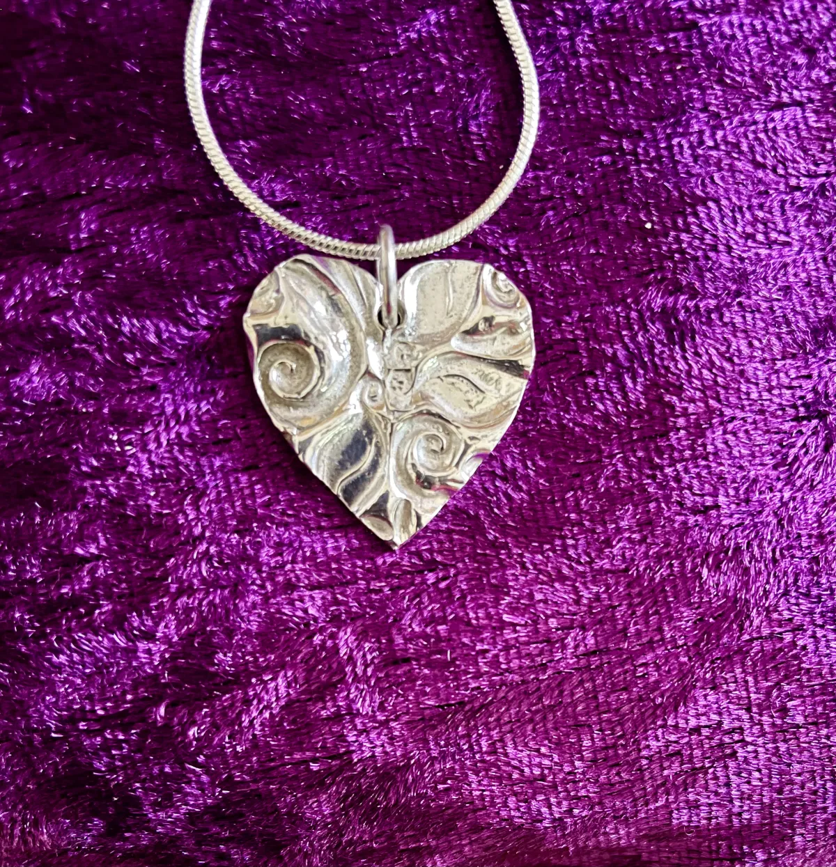 Textured silver heart pendant