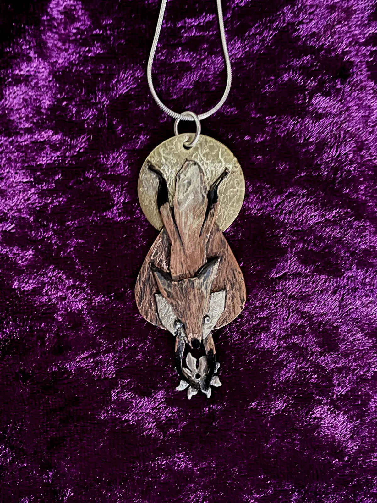Foxy Pendant using mixed metals