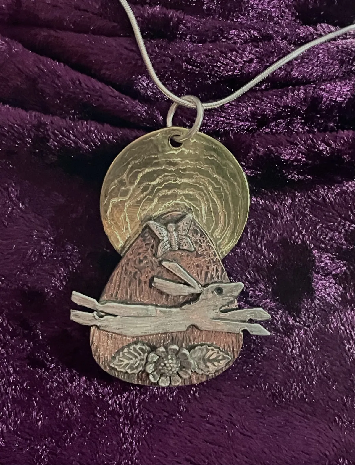 Leaping silver hare pendant