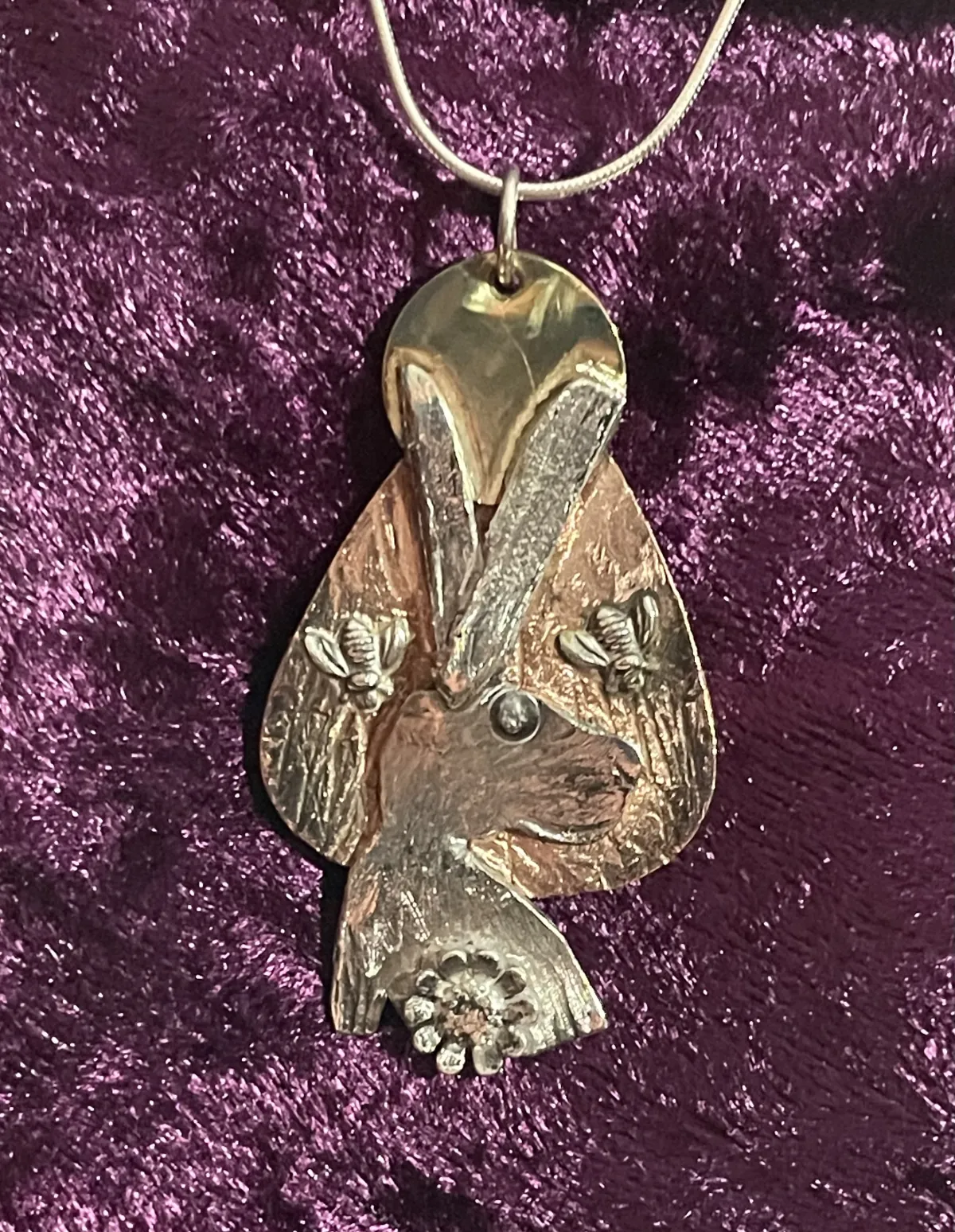 Silver hare head pendant