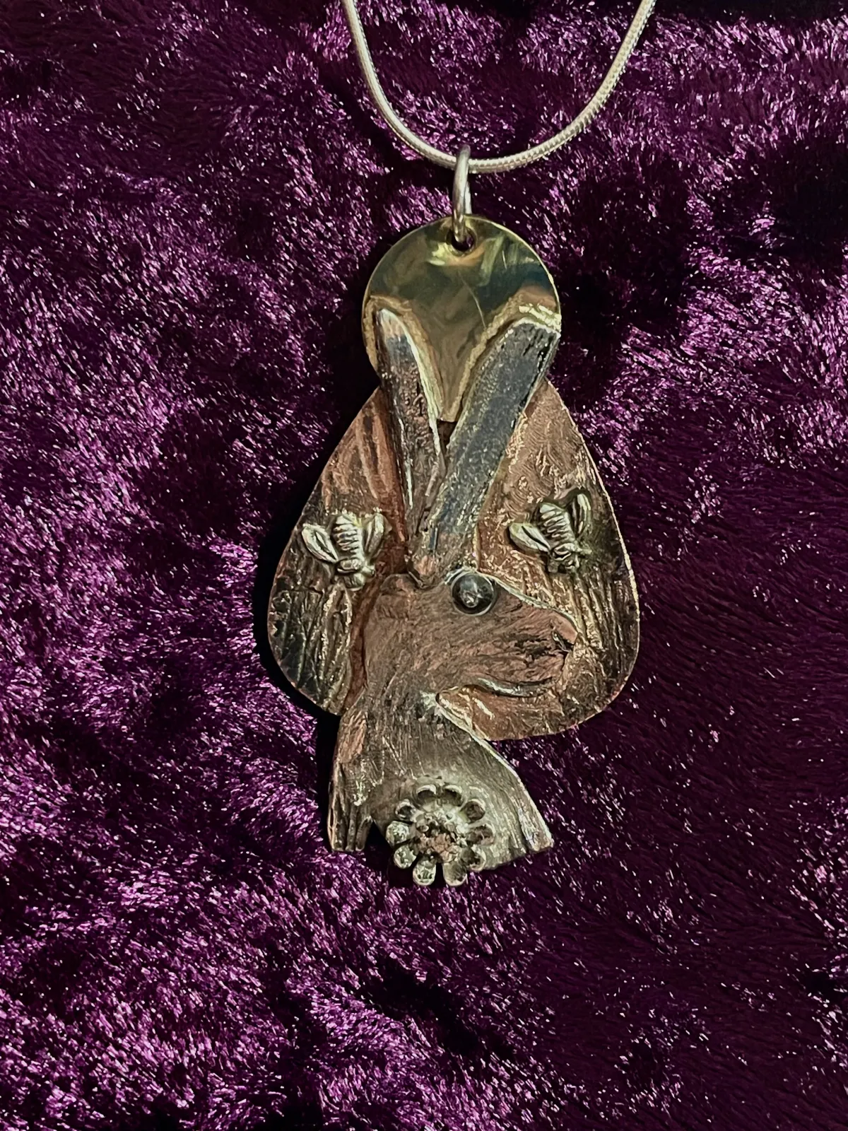 Silver hare head pendant
