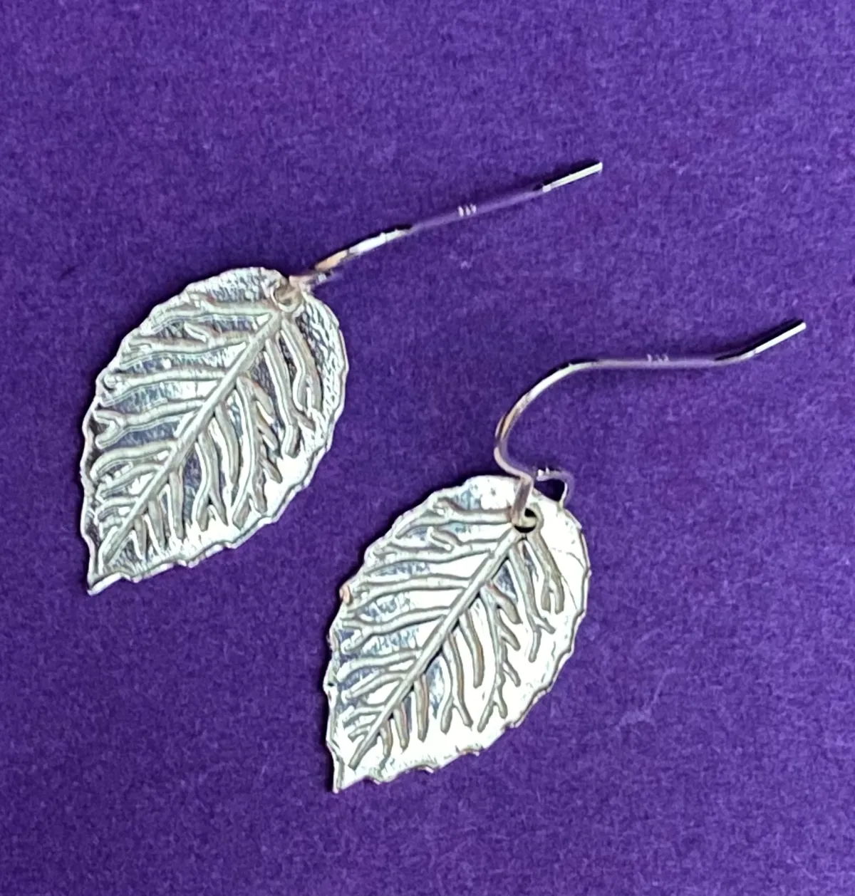 Silver leaf earrings