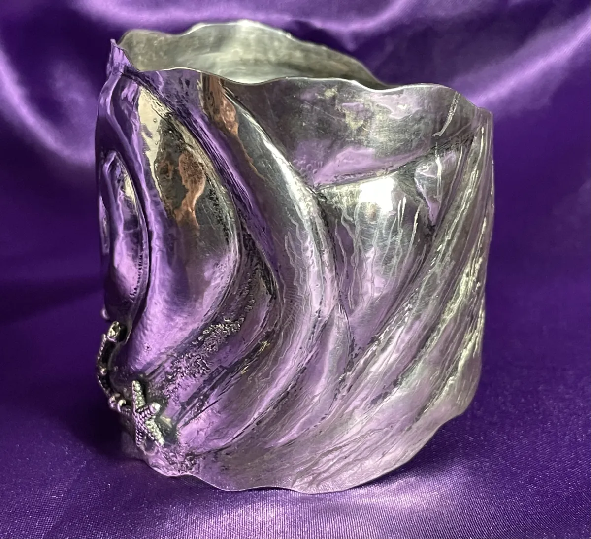 Silver Sea Cuff Repousse