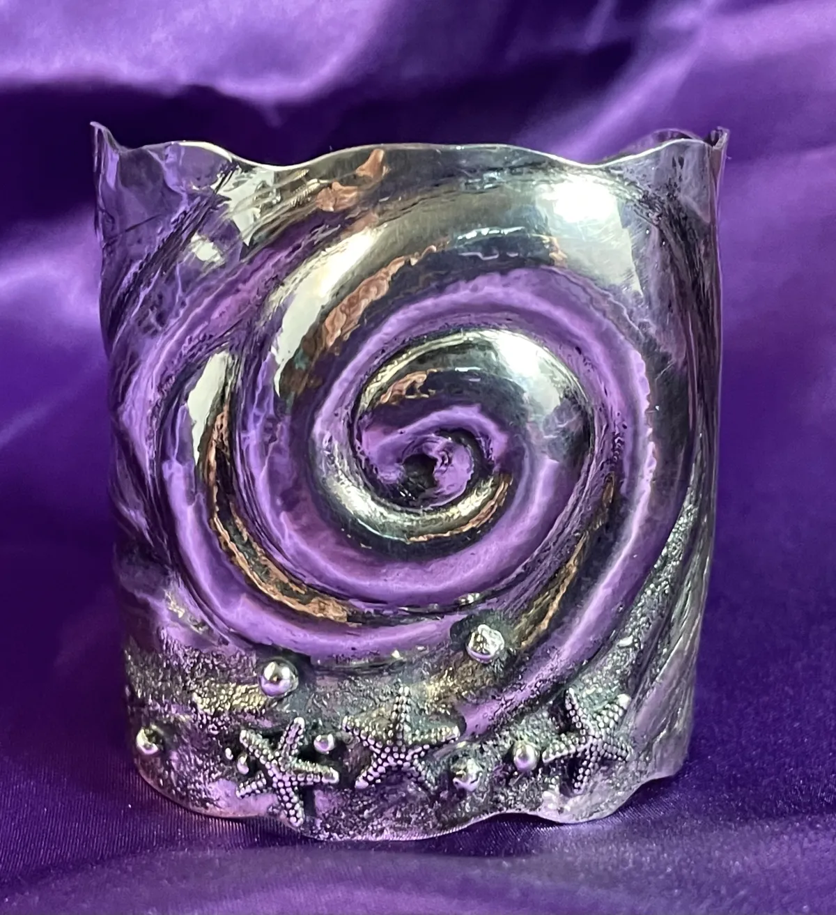 Silver Sea Cuff Repousse