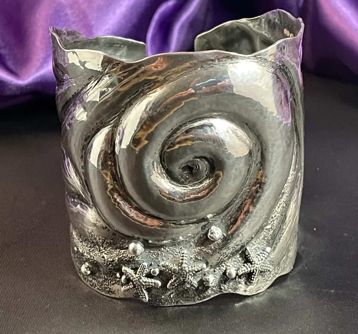 Silver Sea Cuff Repousse