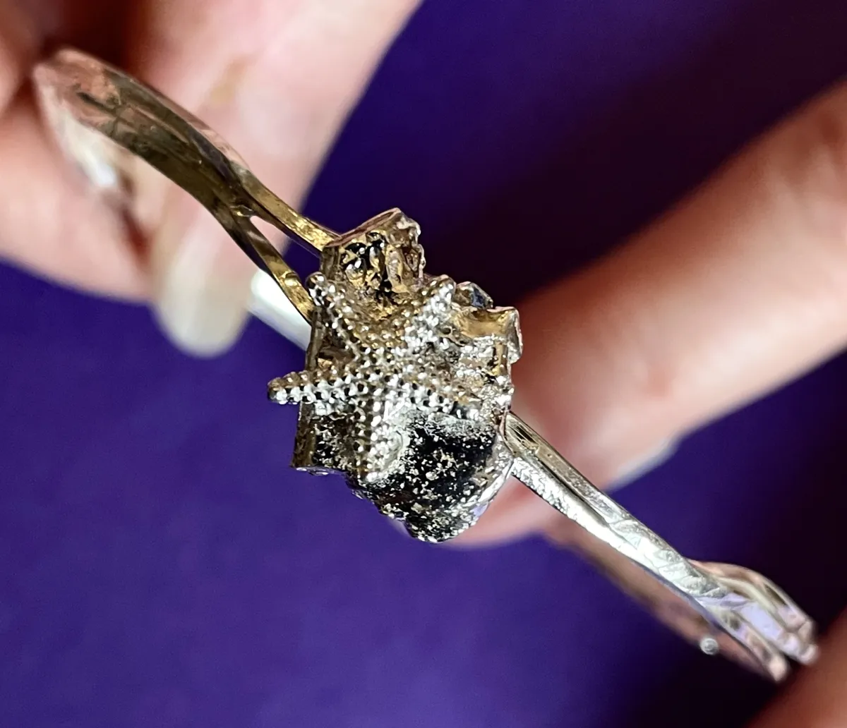 Starfish silver bangle