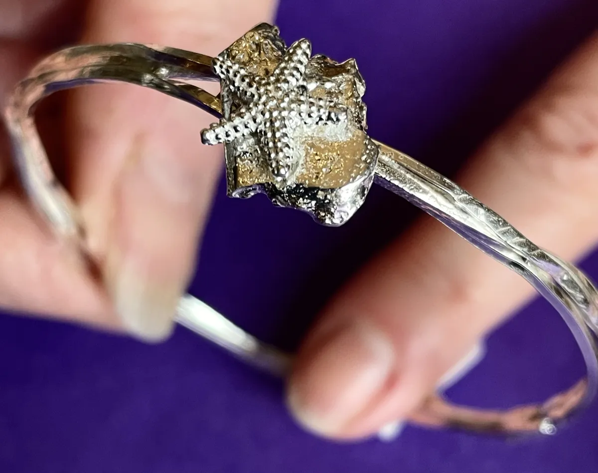 Starfish silver bangle