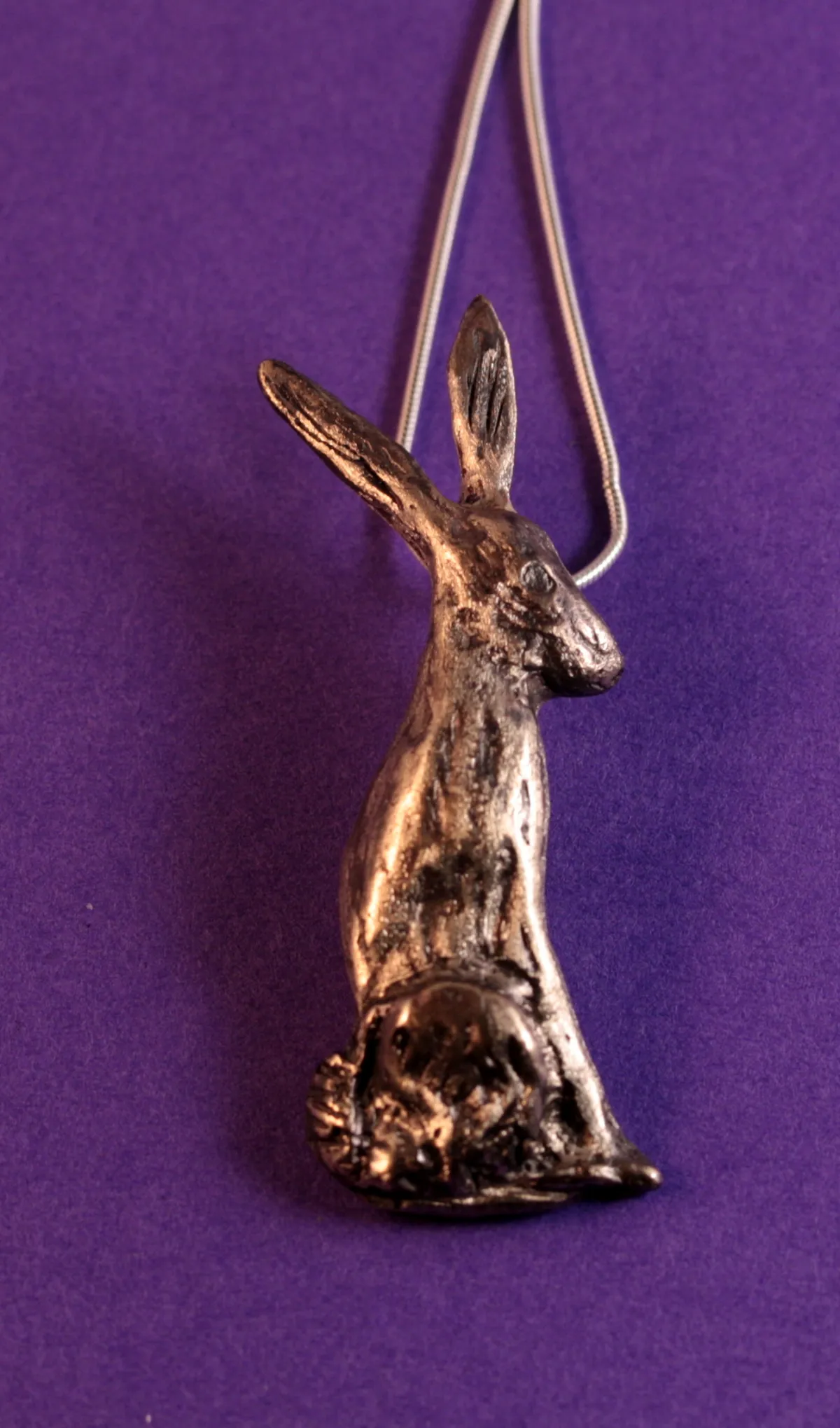Solid Bronze Sitting Hare Pendant