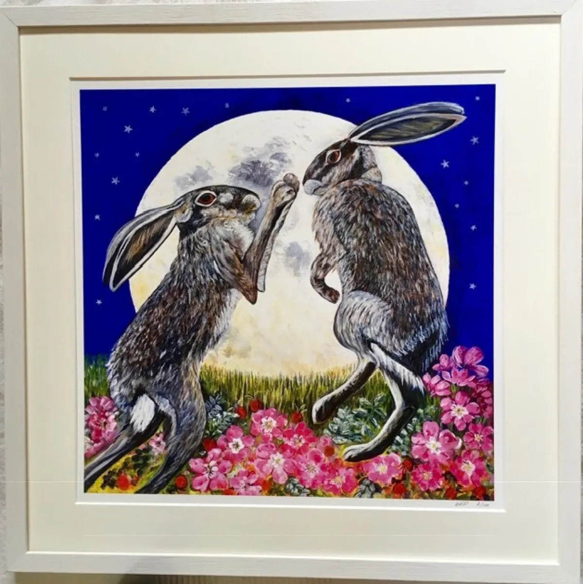 Boxing Hares Framed Print