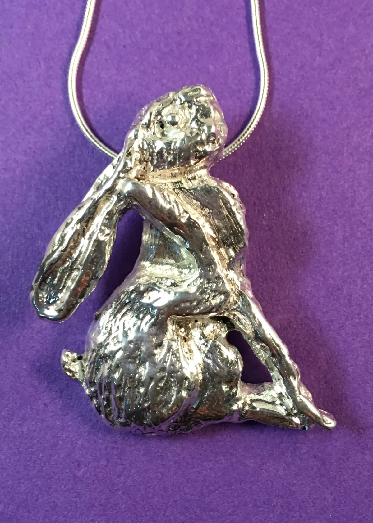 Solid Silver Hare Pendant