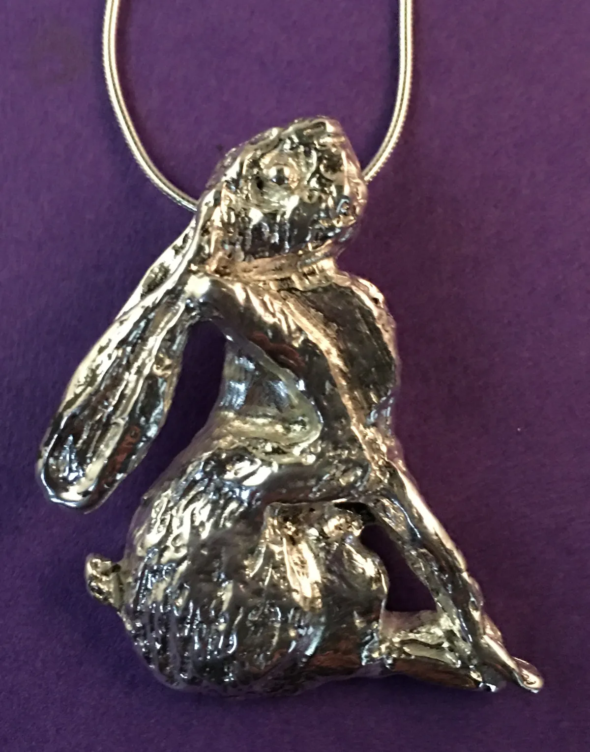 Solid Silver Hare Pendant